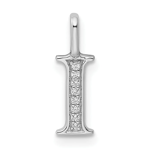 14K White Gold Diamond Letter I Initial Pendants