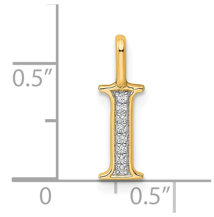 14K Yellow Gold Diamond Letter I Initial-Pendants