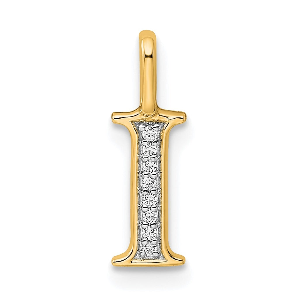 14K Yellow Gold Diamond Letter I Initial-Pendants