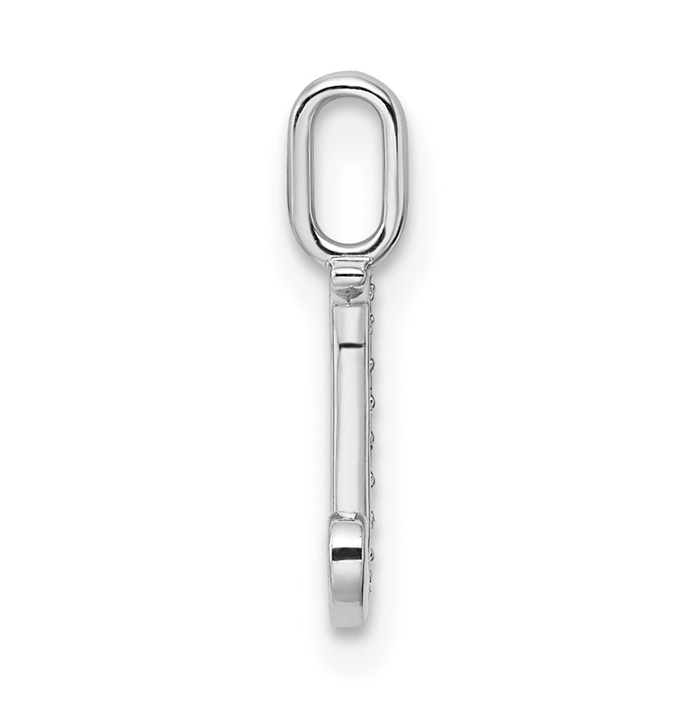 14K White Gold Diamond Letter J Initial Pendants