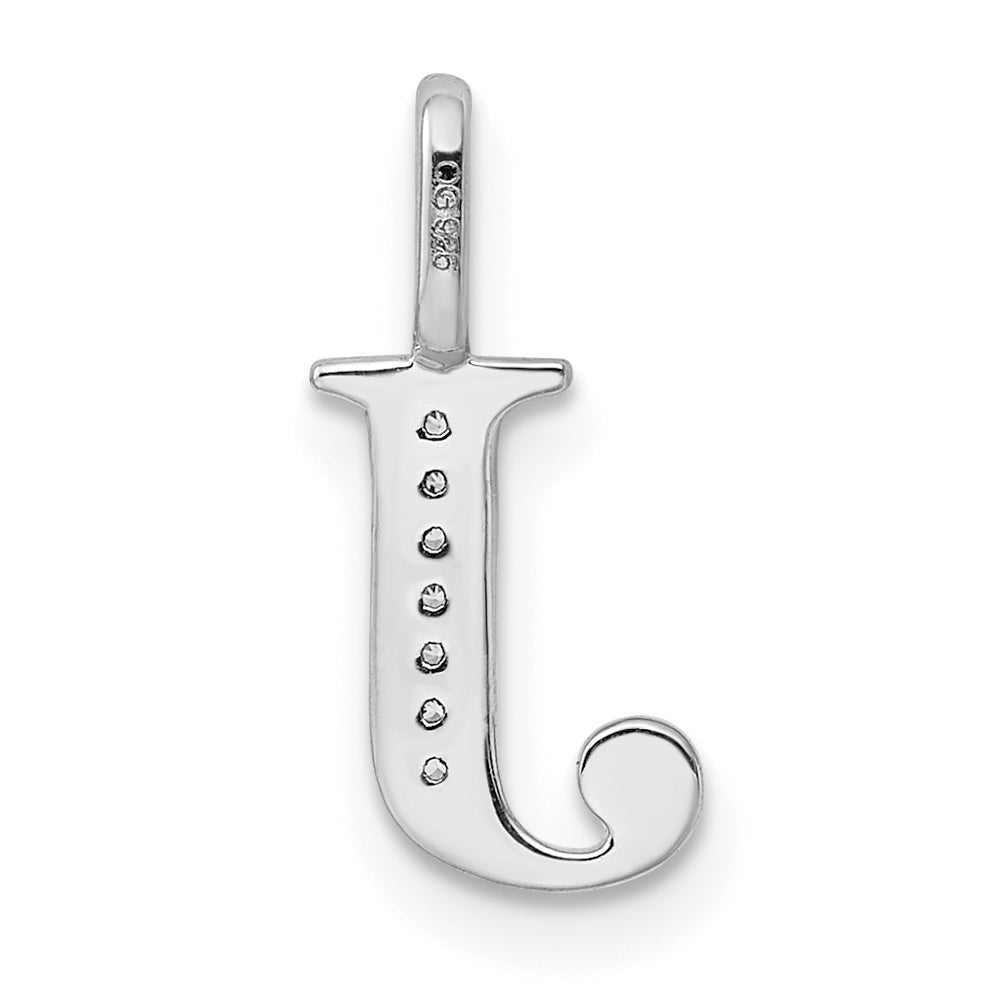 14K White Gold Diamond Letter J Initial Pendants