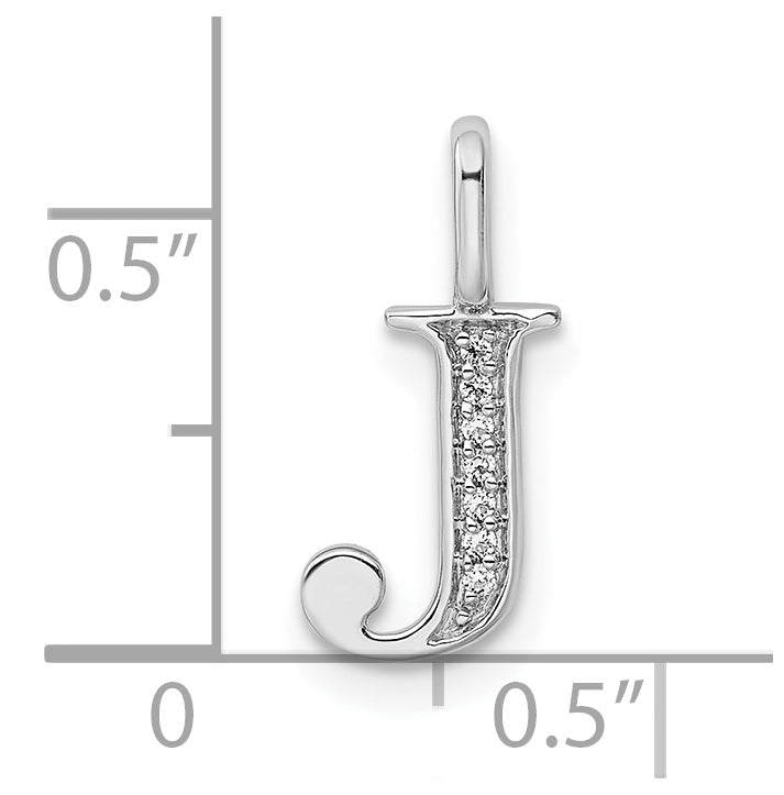 14K White Gold Diamond Letter J Initial Pendants