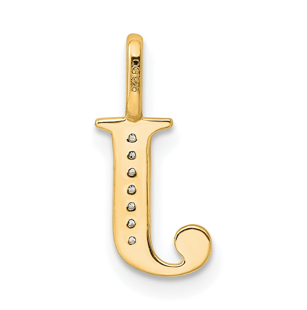 14K Yellow Gold Diamond Letter J Initial-Pendants