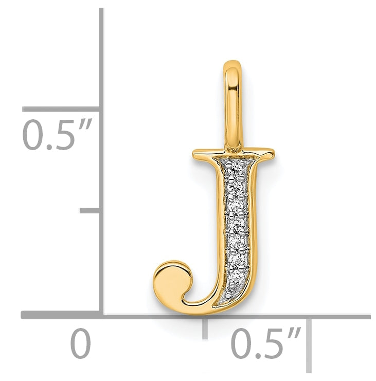14K Yellow Gold Diamond Letter J Initial-Pendants
