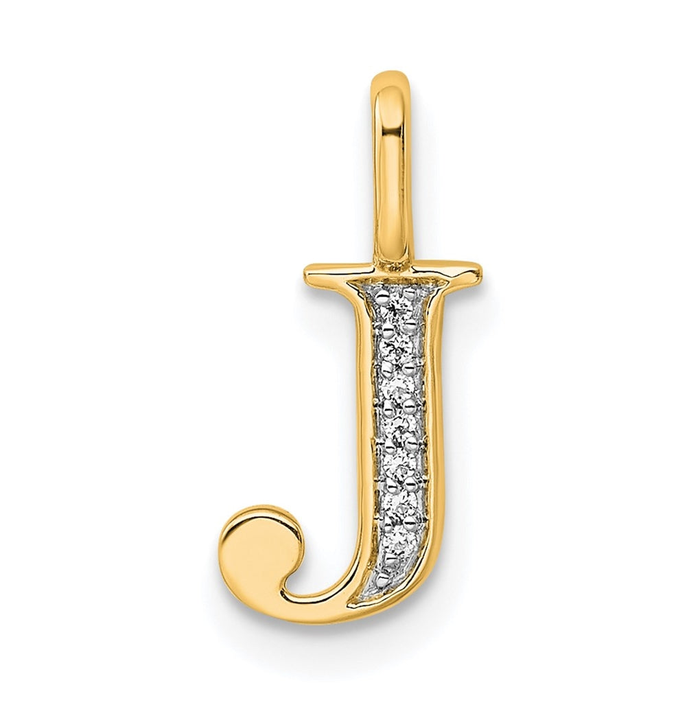 14K Yellow Gold Diamond Letter J Initial-Pendants