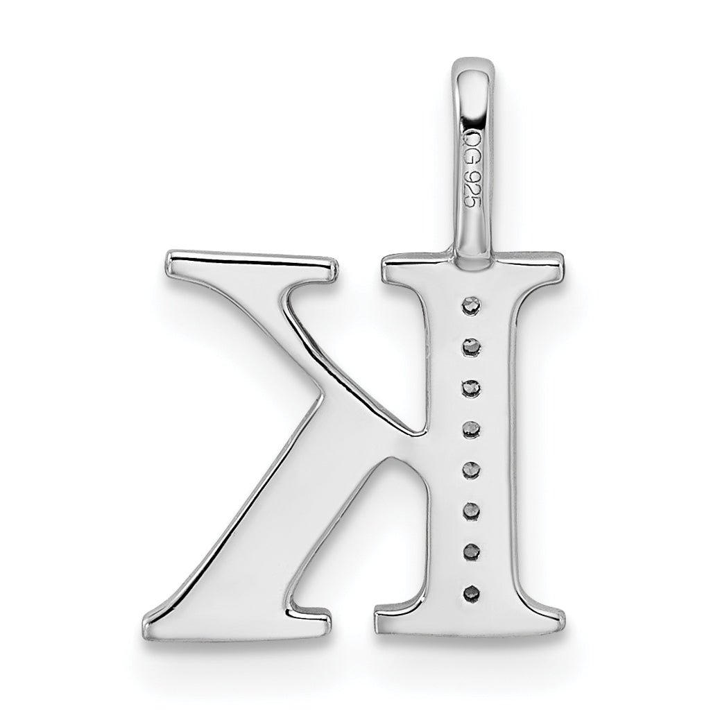 14K White Gold Diamond Letter K Initial Pendants