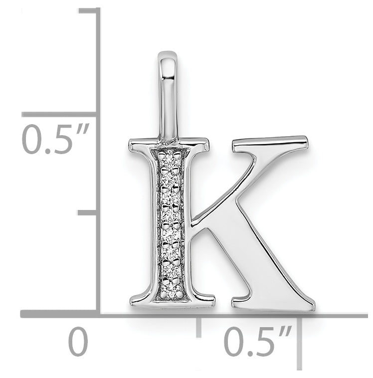14K White Gold Diamond Letter K Initial Pendants