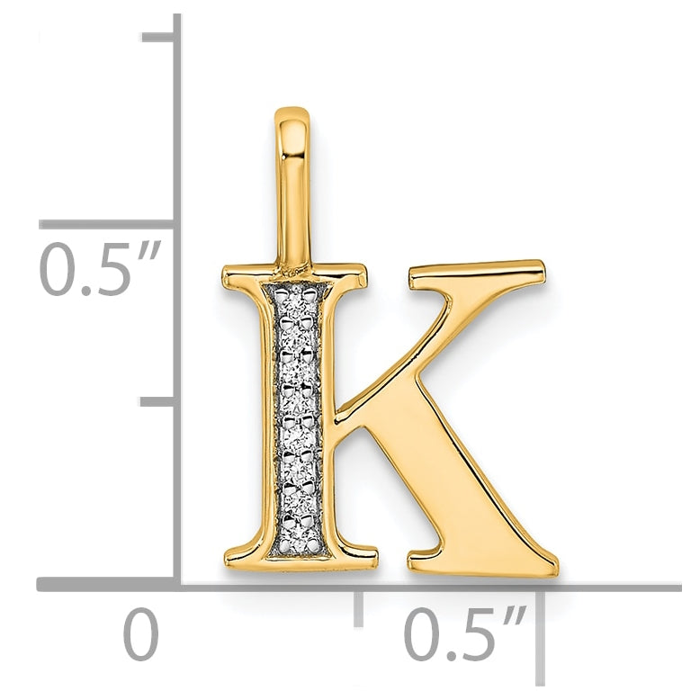14K Yellow Gold Diamond Letter K Initial-Pendants