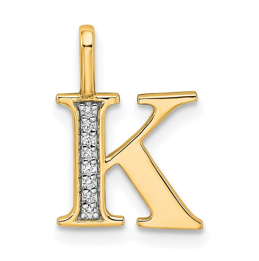 14K Yellow Gold Diamond Letter K Initial-Pendants