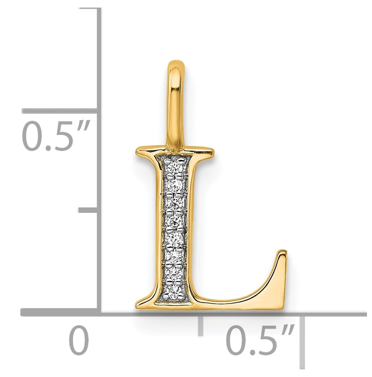 10K Yellow Gold Diamond Letter L Initial Pendants