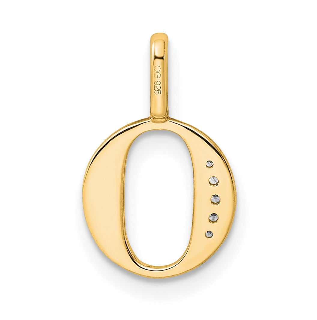 10K Yellow Gold Diamond Letter O Initial Pendants