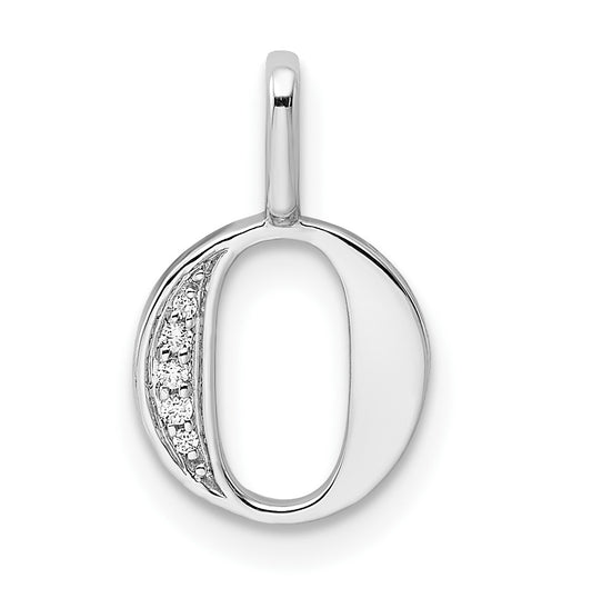 14K White Gold Diamond Letter O Initial Pendants