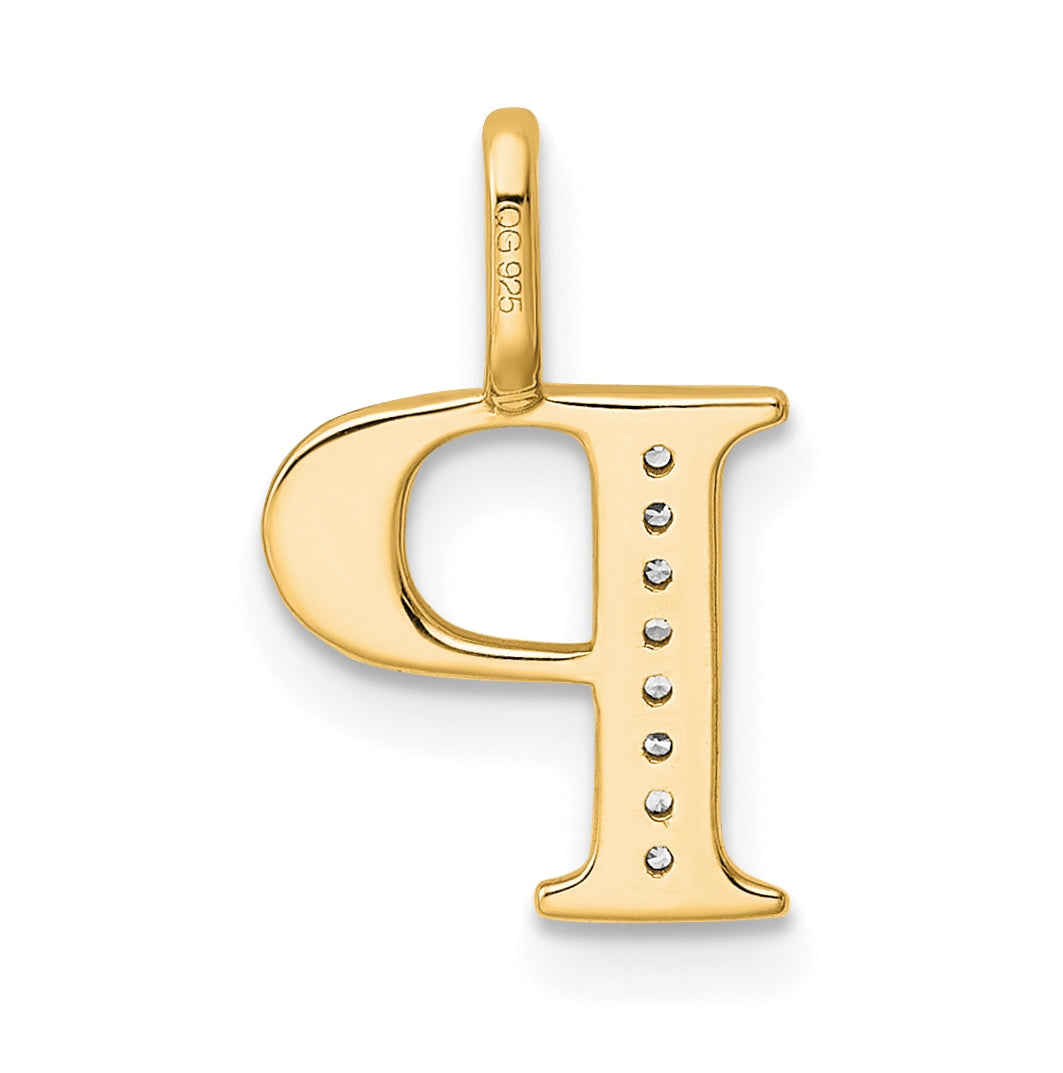 10K Yellow Gold Diamond Letter P Initial Pendants