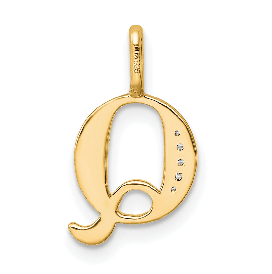 10K Yellow Gold Diamond Letter Q Initial Pendant