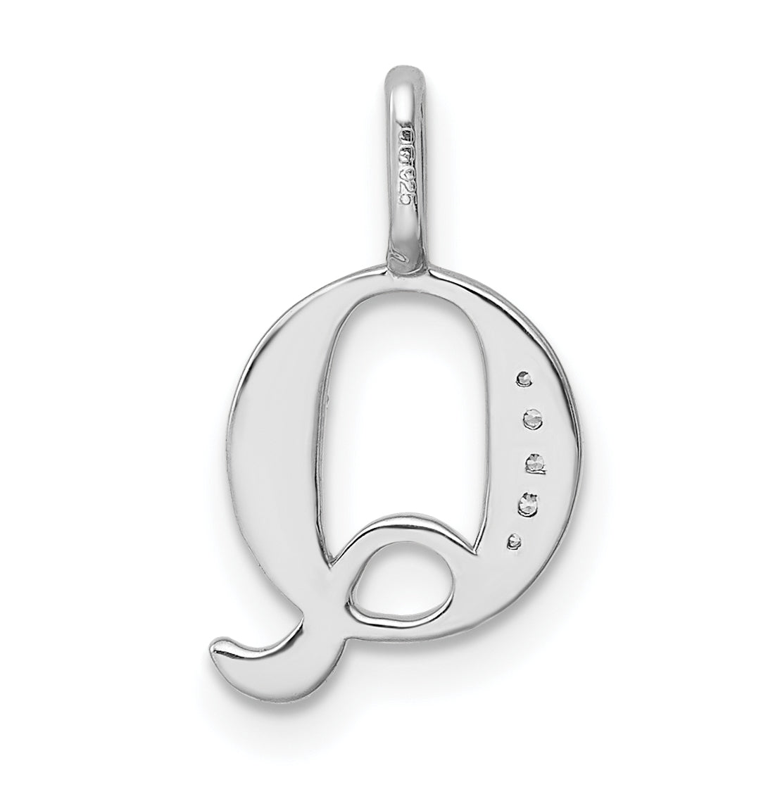 14K White Gold Diamond Letter Q Initial Pendants