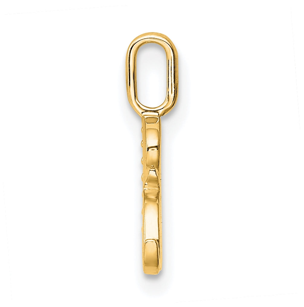 10K Yellow Gold Diamond Letter R Initial Pendants