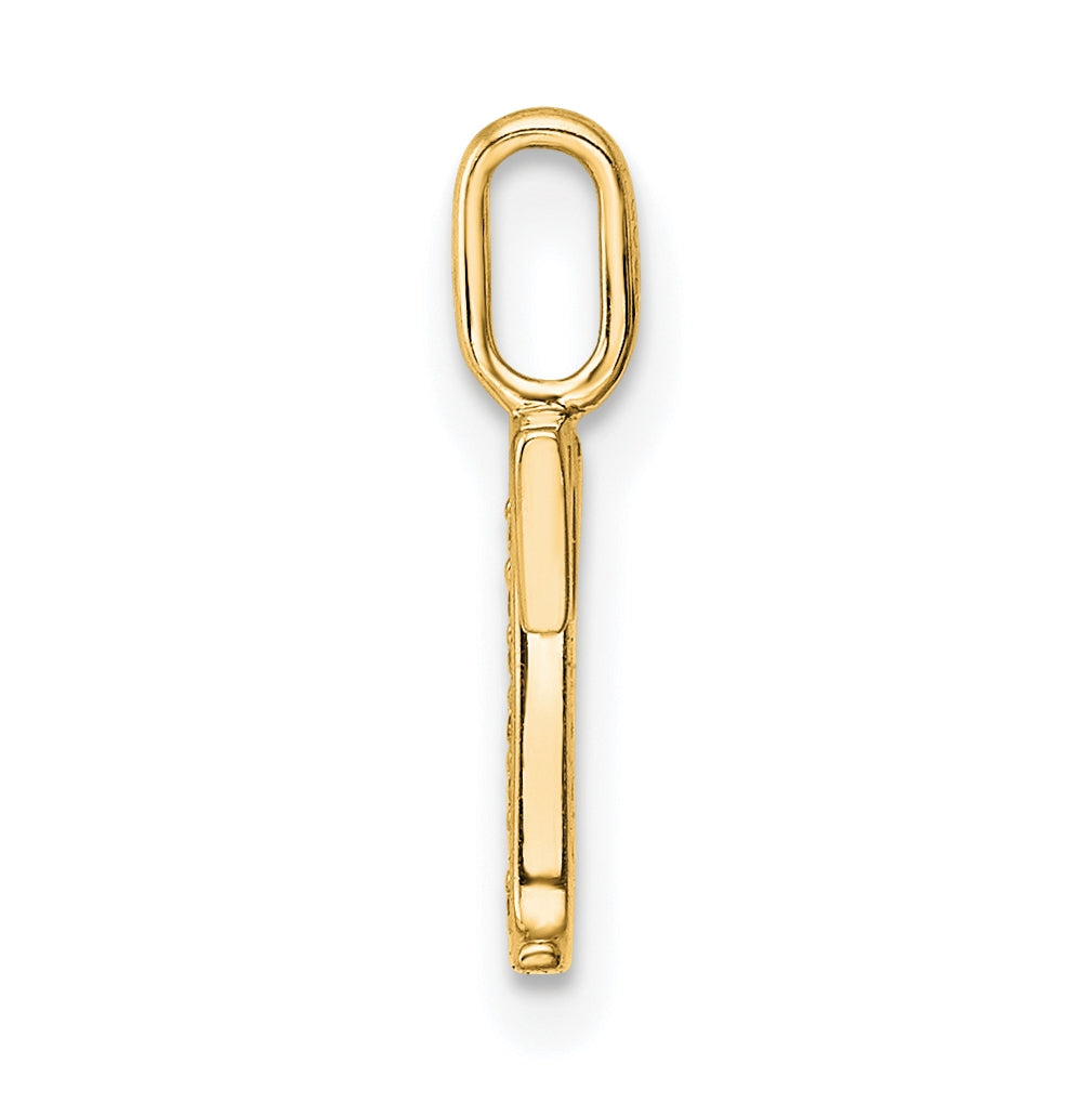 10K Yellow Gold Diamond Letter T Initial Pendants