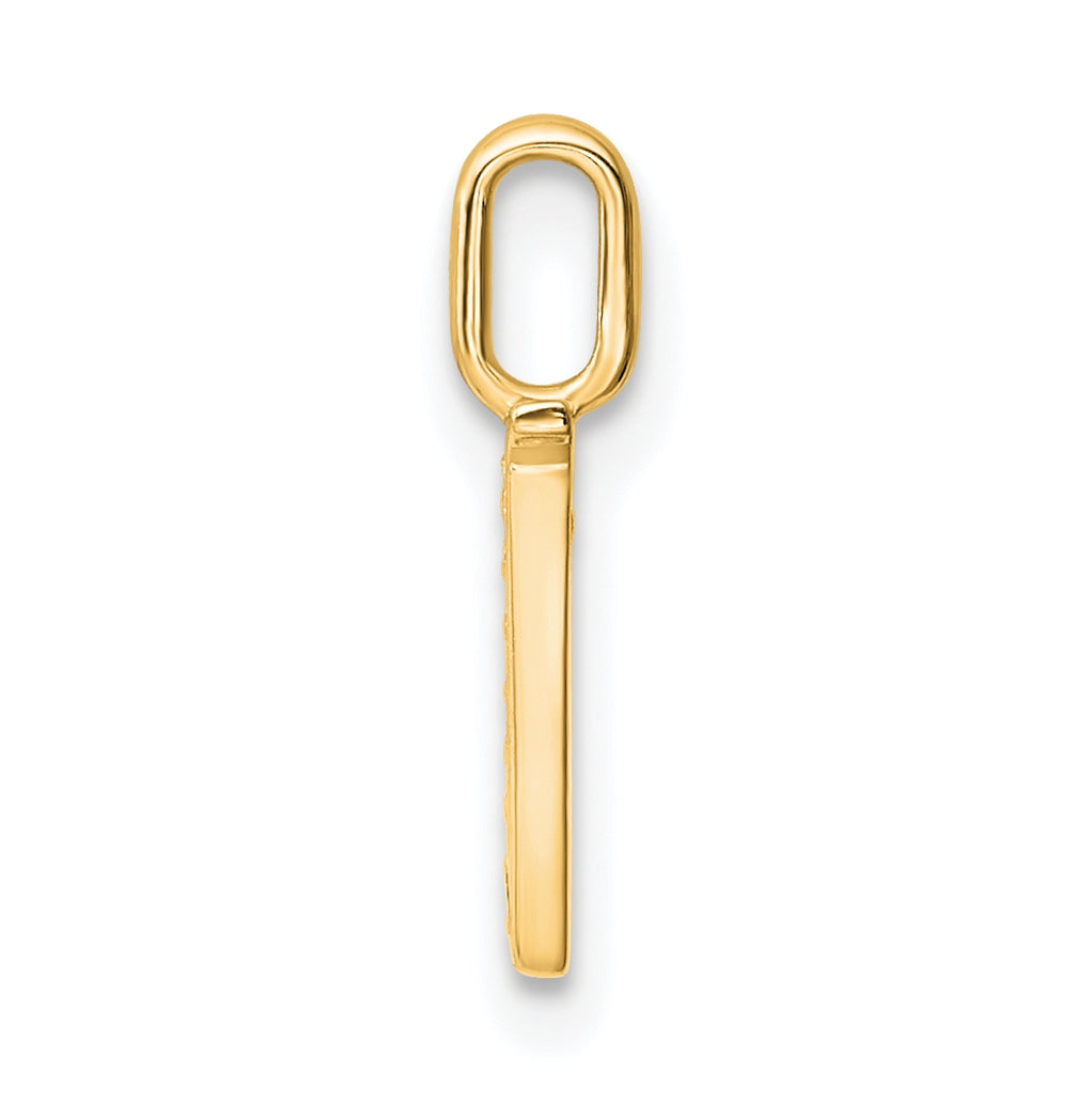 10K Yellow Gold Diamond Letter V Initial Pendants
