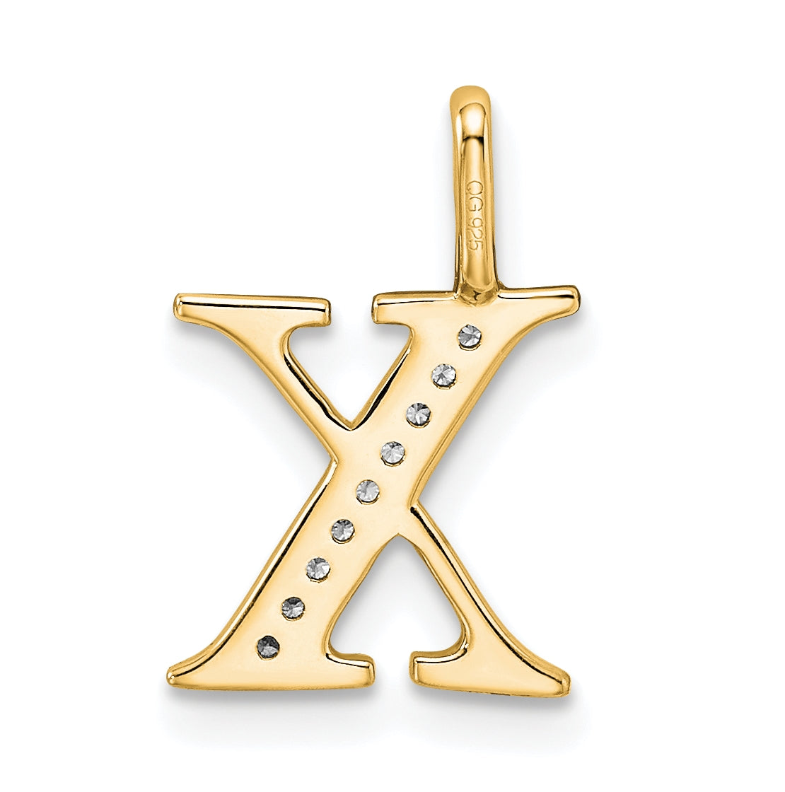 10K Yellow Gold Diamond Letter X Initial Pendant