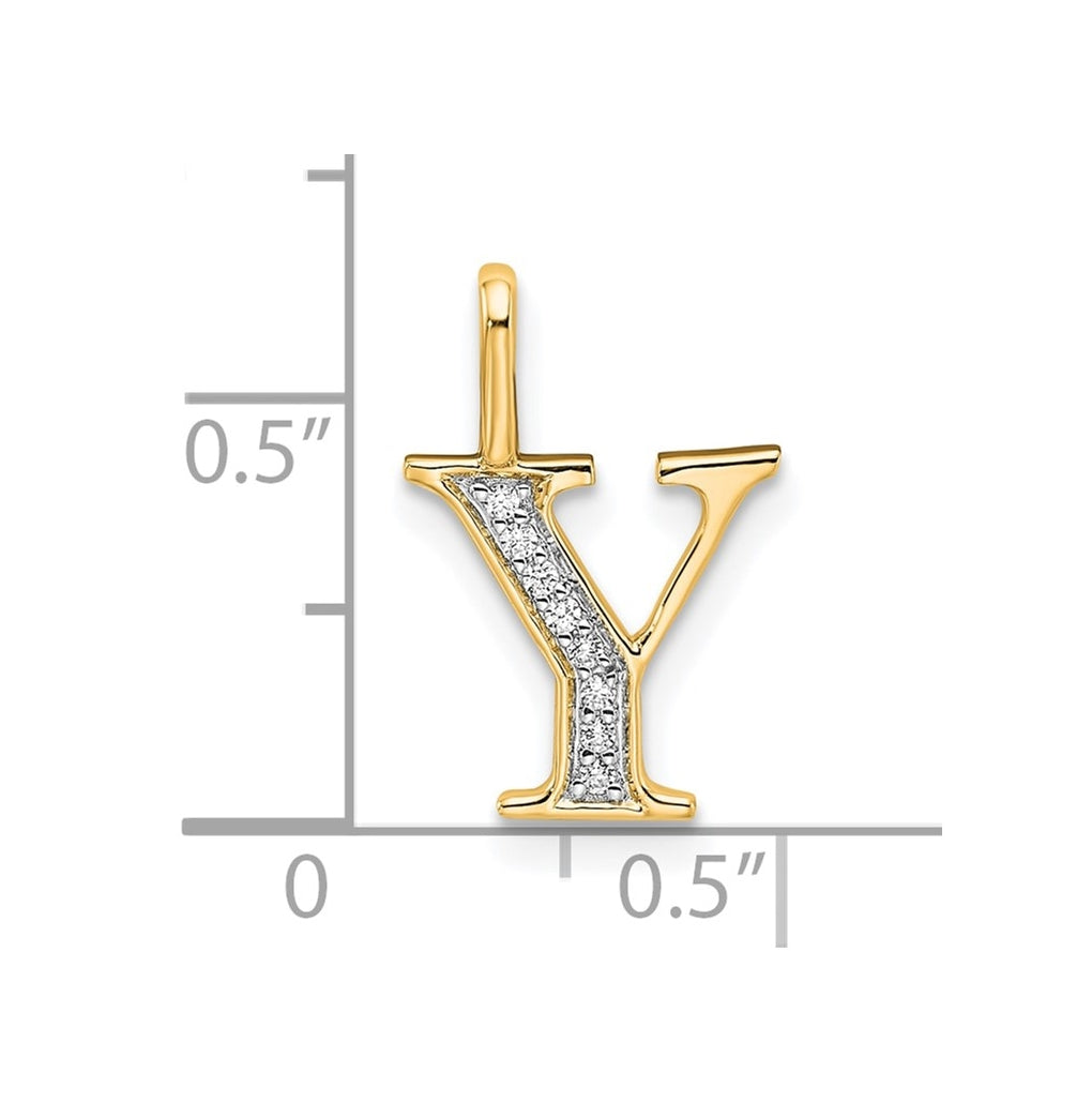 10k Yellow Gold Diamond Letter Y Initial Pendant