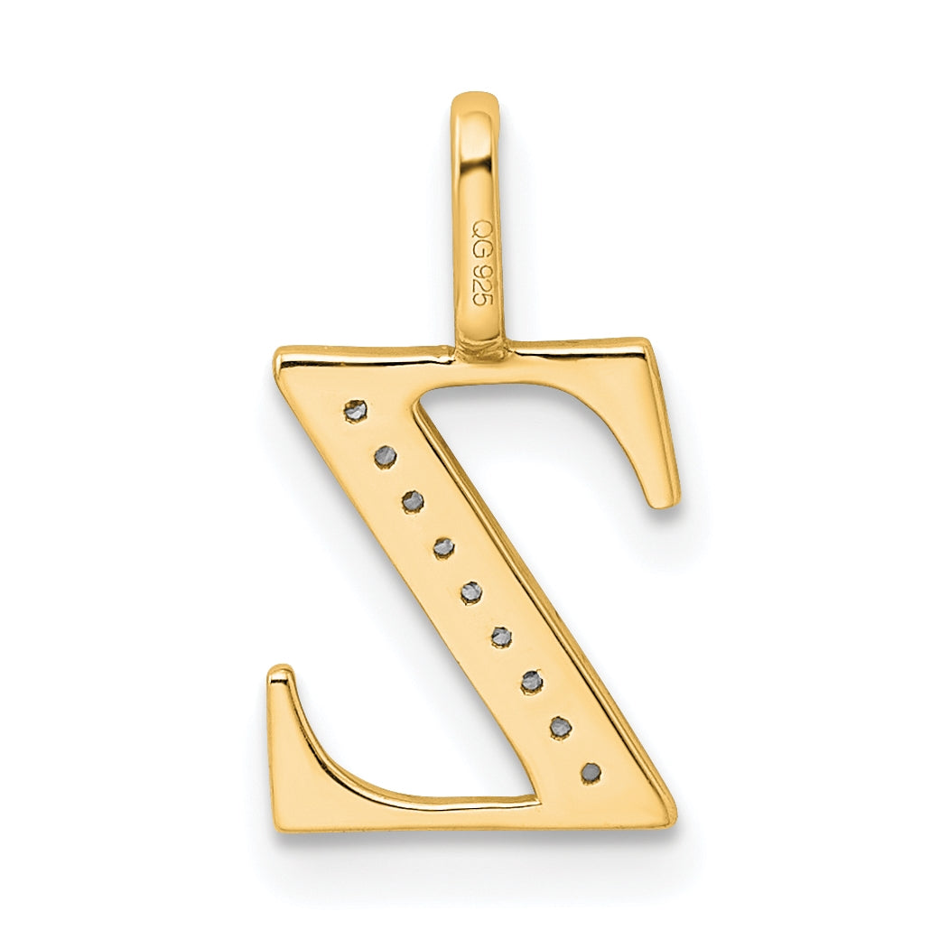 10K Yellow Gold Diamond Letter Z Initial Pendant