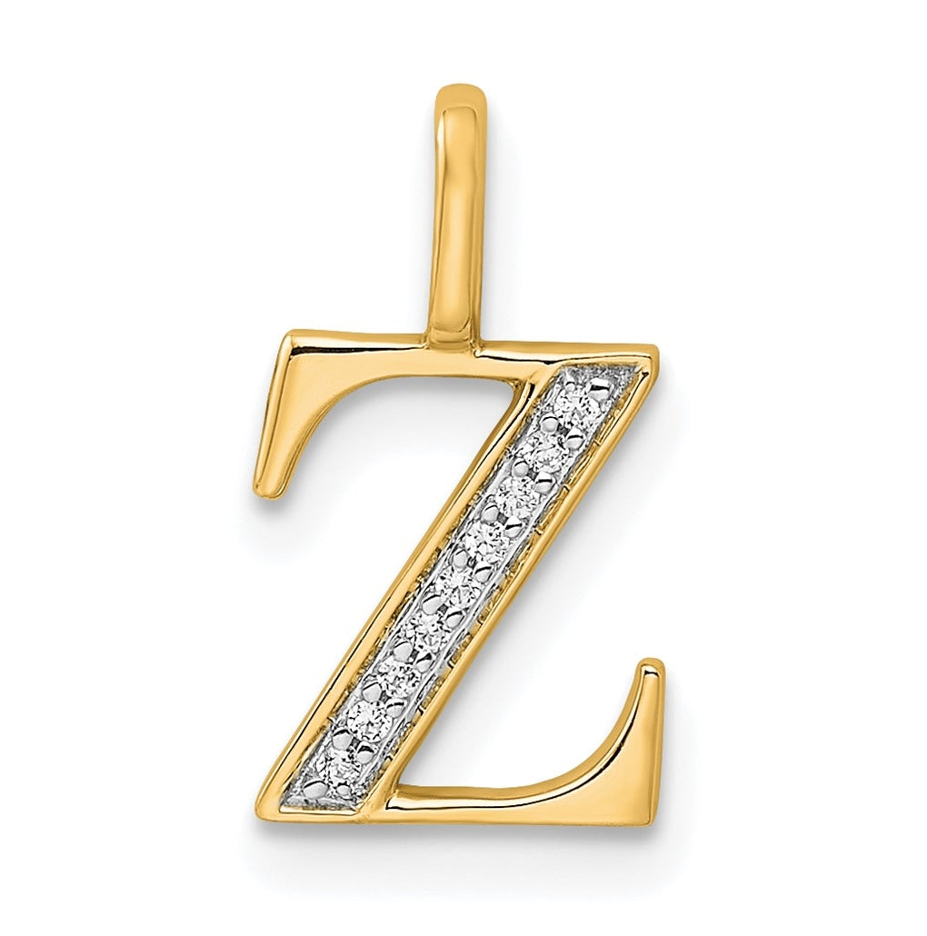 10K Yellow Gold Diamond Letter Z Initial Pendant