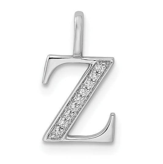 14K Yellow Gold Diamond Letter Z Initial Pendant
