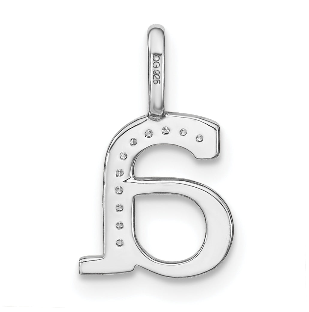 14K White Gold Diamond Lower Case Letter A Initial-Pendants
