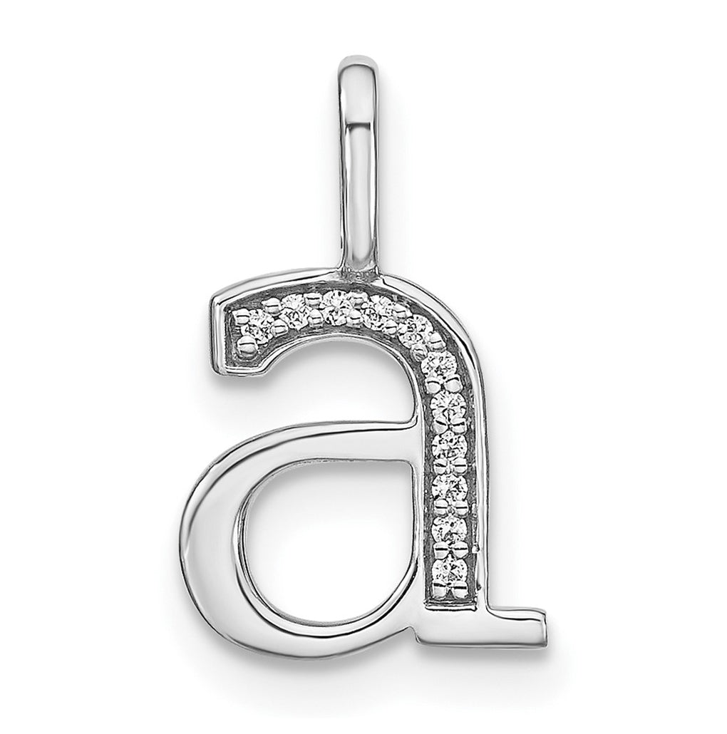 14K White Gold Diamond Lower Case Letter A Initial-Pendants