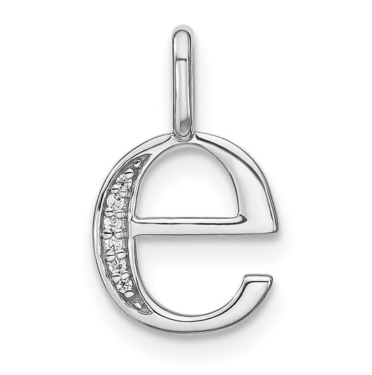 14K White Gold Diamond Lower Case Letter E Initial-Pendants