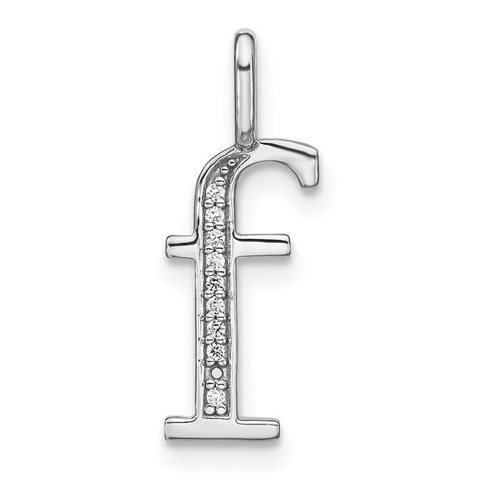 14K White Gold Diamond Lower Case Letter F Initial-Pendants