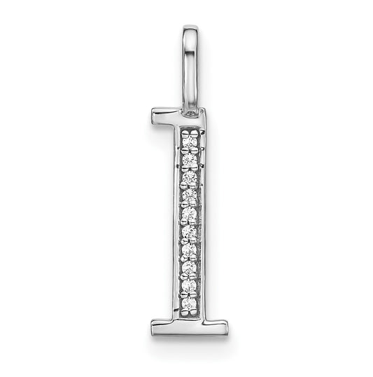14K White Gold Diamond Lower Case Letter L Initial-Pendants