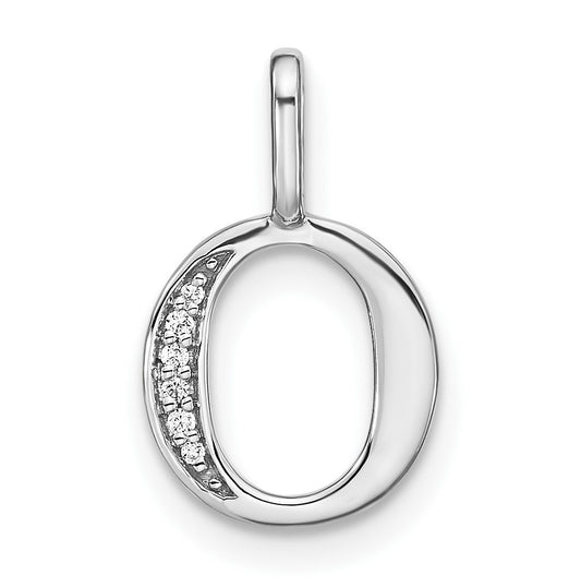 14K White Gold Diamond Lower Case Letter O Initial-Pendants