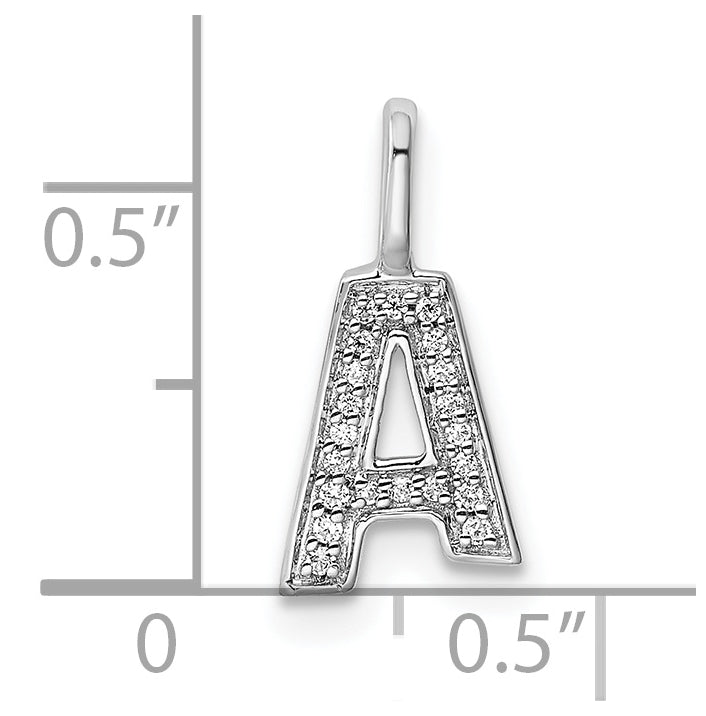 14K White Gold Diamond A Letter Initial-Pendants