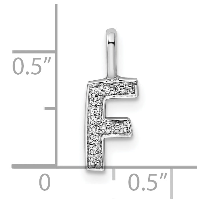 14K White Gold Diamond F Letter Initial-Pendants