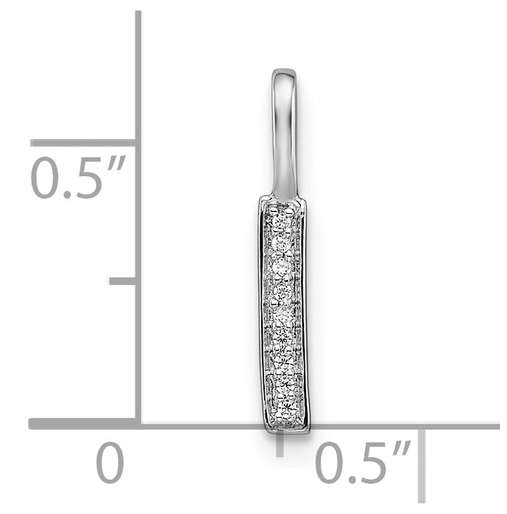 14K White Gold Diamond I Letter Initial-Pendants