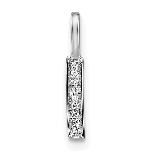 14K White Gold Diamond I Letter Initial-Pendants