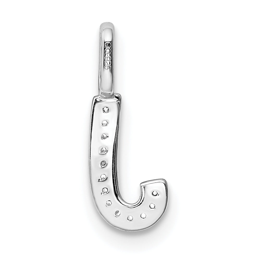 14K White Gold Diamond J Letter Initial-Pendants