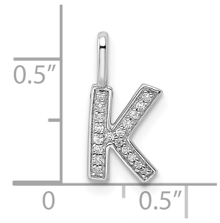 14K White Gold Diamond K Letter Initial-Pendants