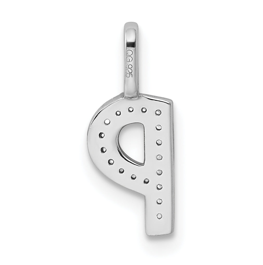 14K White Gold Diamond P Letter Initial-Pendants