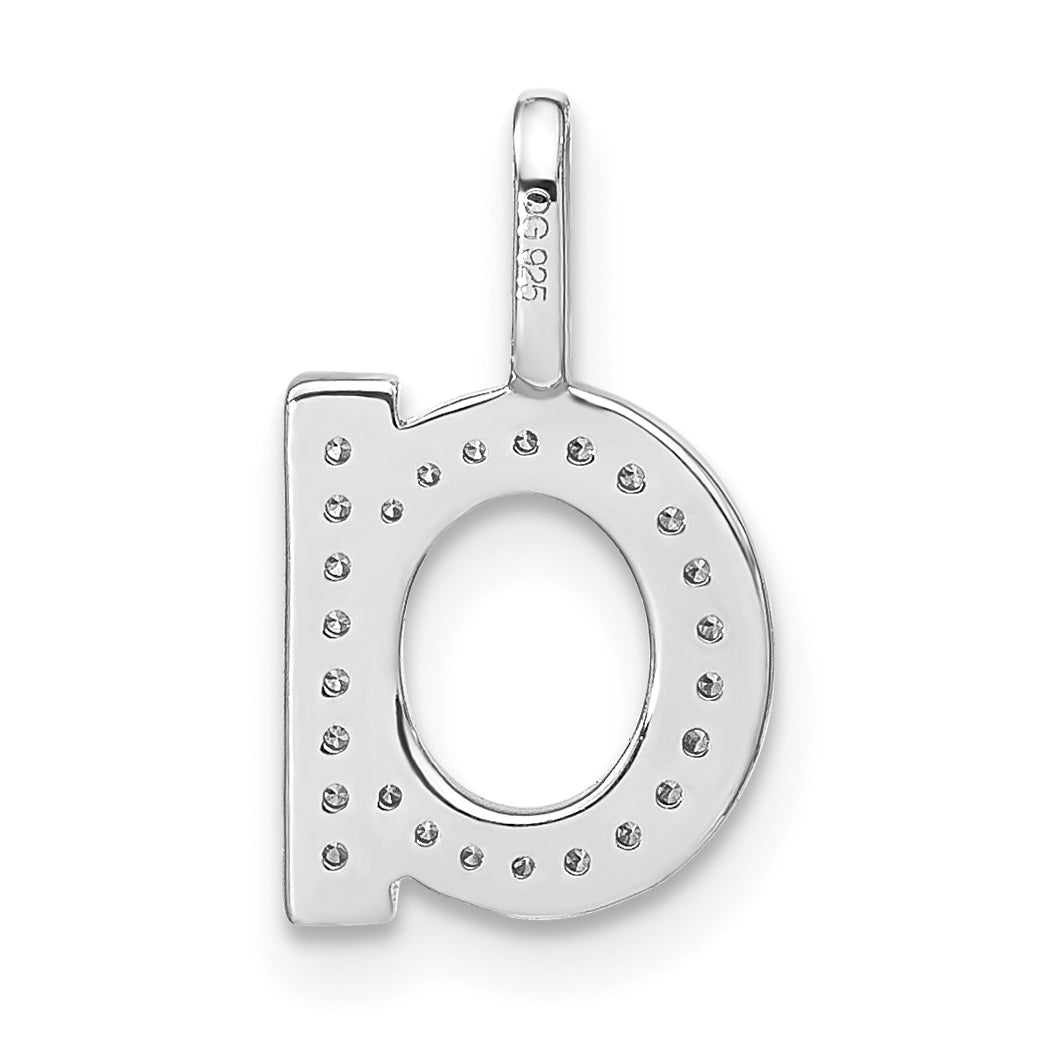 14K White Gold Diamond Lowercase Letter A Initial Pendant