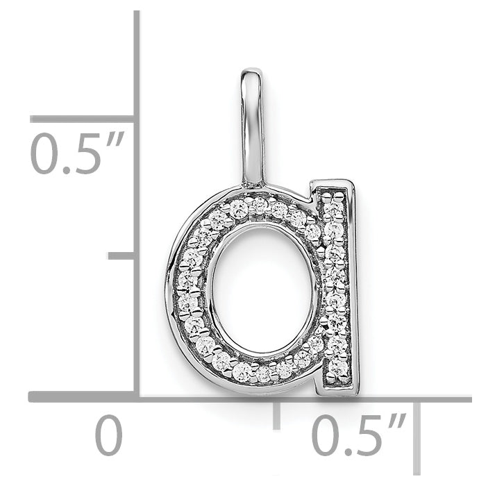 14K White Gold Diamond Lowercase Letter A Initial Pendant