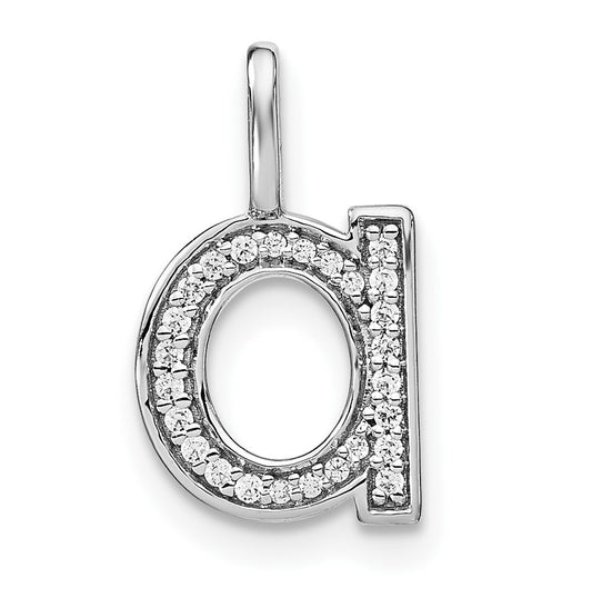 14K White Gold Diamond Lowercase Letter A Initial Pendant