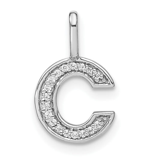 14K White Gold Diamond Lowercase Letter C Initial Pendant