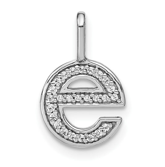 14K White Gold Diamond Lowercase Letter E Initial Pendant
