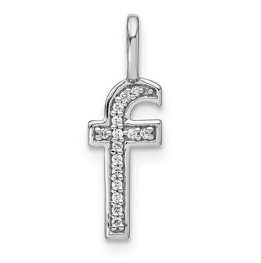 14K White Gold Diamond Lowercase Letter F Initial Pendant