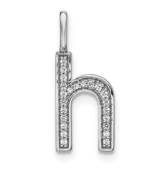 14K White Gold Diamond Lowercase Letter H Initial Pendant