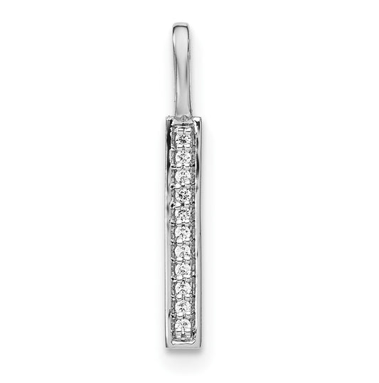 14K White Gold Diamond Lowercase Letter L Initial Pendant