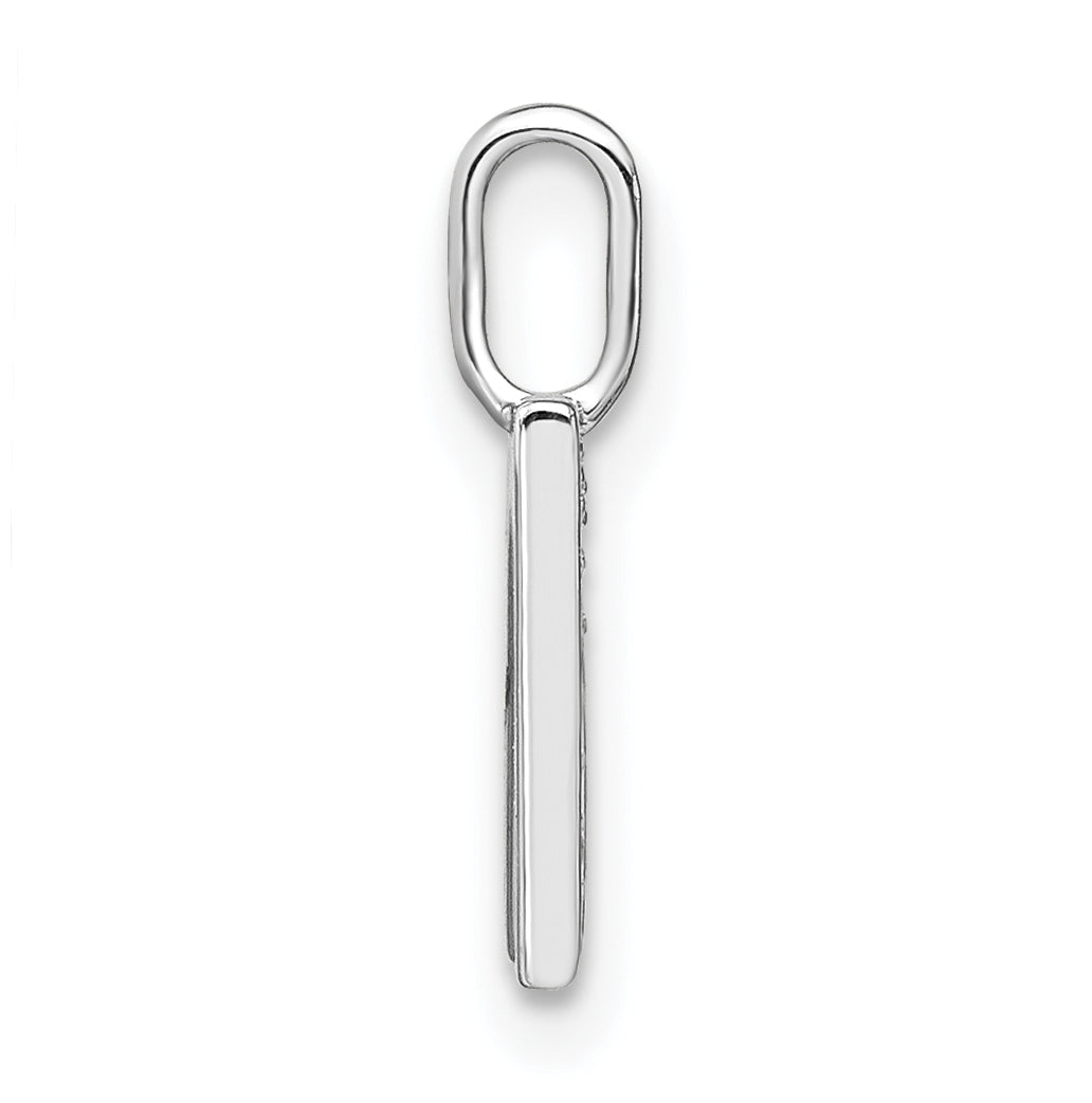 14K White Gold Diamond Lowercase Letter M Initial Pendant