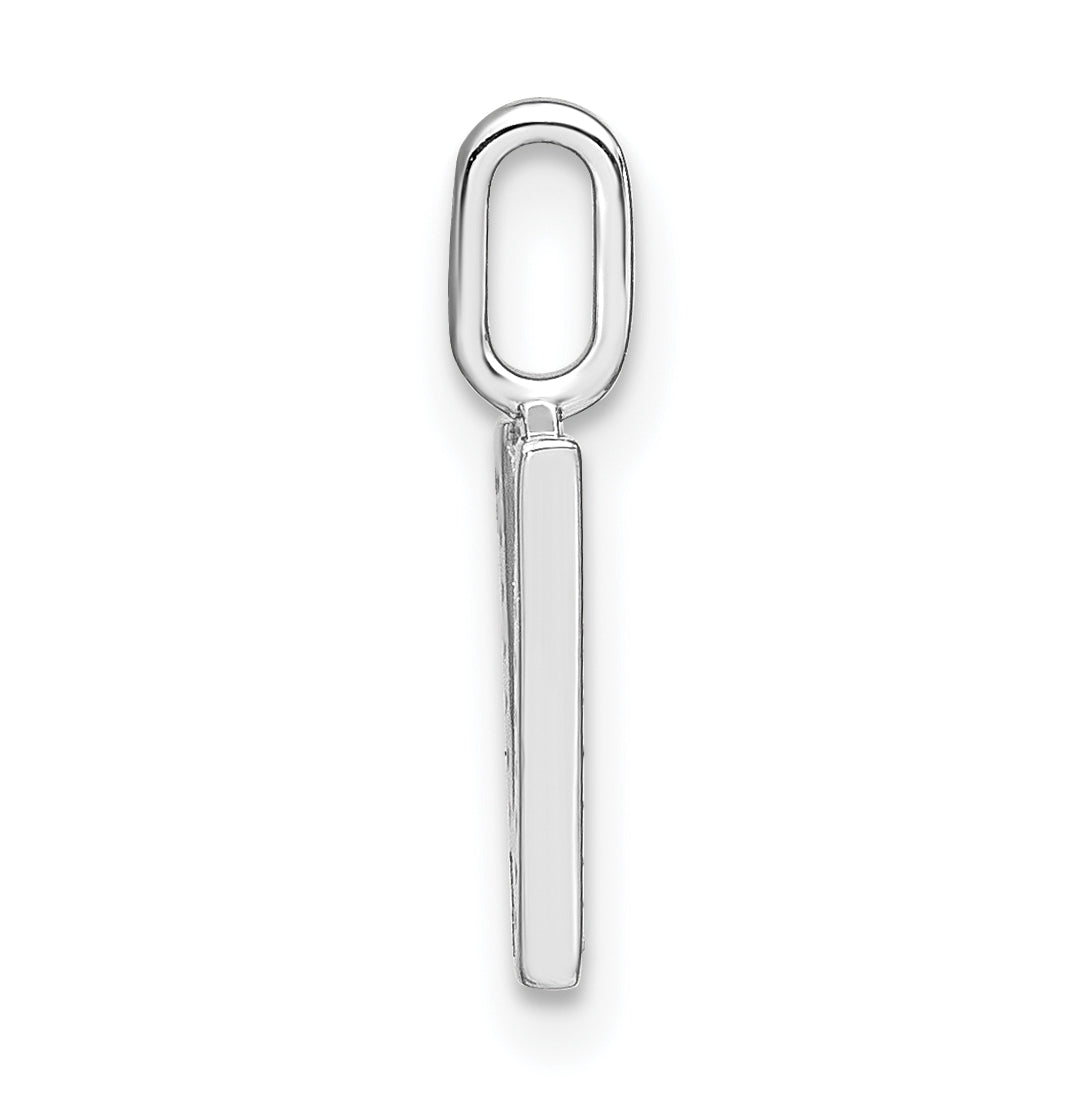 14K White Gold Diamond Lowercase Letter V Initial Pendant